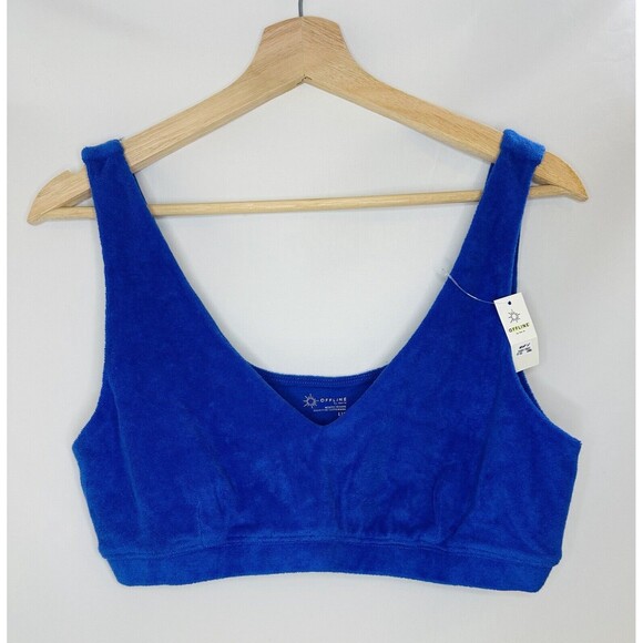 OFFLINE By AERIE Blue Terry Recharge Least Support Bralette SIZE LARGE NWT - Picture 1 of 8
